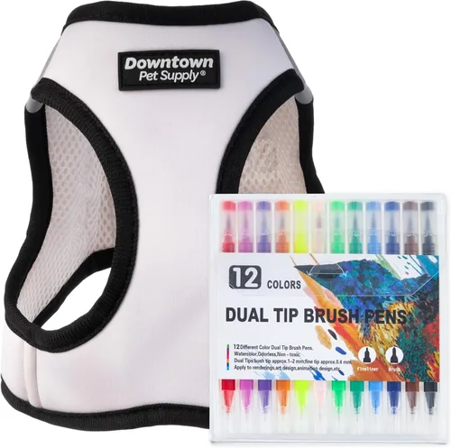 Miniatura 31 de Downtown Pet Supply Arnés para perro sin tirones, tamaño X-Grande, color caqui - Arnés ajustable con tela de malla acolchada y ribete reflectante