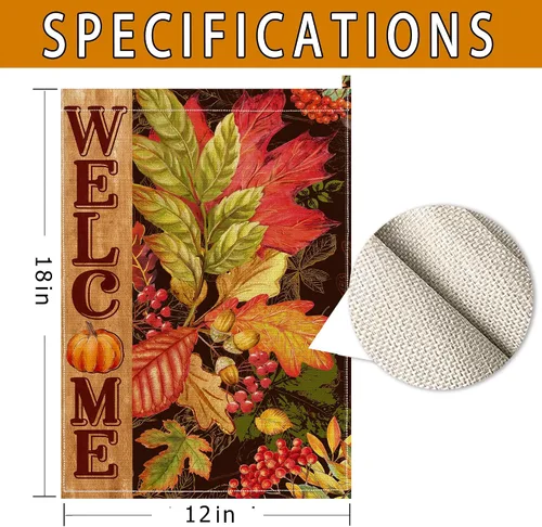 Miniatura 4 de Hexagram Bandera de jardín de otoño, banderas de jardín de otoño para exteriores, 12 x 18 pulgadas, doble cara, bandera de otoño para patio, bandera