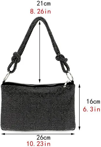 Miniatura 3 de Mini bolso de noche con diamantes de imitación brillantes, bolso de mano elegante para mujer