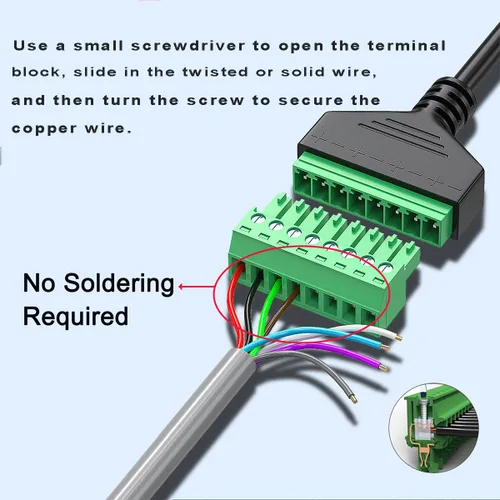 Miniatura 5 de 4 conectores hembra RJ45 a 8 pines de 1 pie de conector de terminal de tornillo, terminal de tornillo RJ45 8P8C para extensor Ethernet Cat6 Cat5 AV