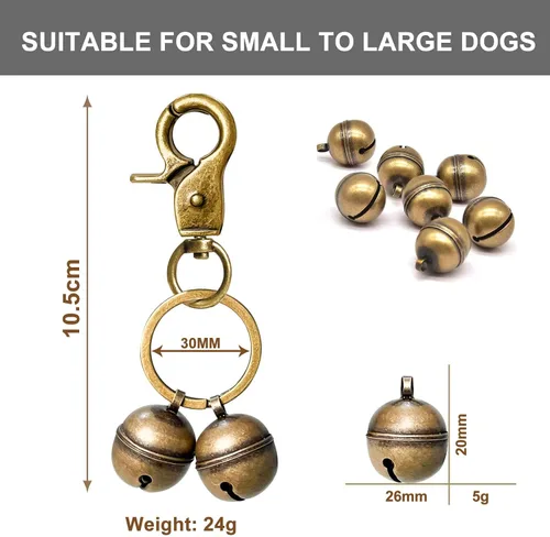 Miniatura 5 de Campanas para collares de perro, campanas de gato extra ruidosas y campanas de perro para rastreo de mascotas y halconería, dijes de collar de latón