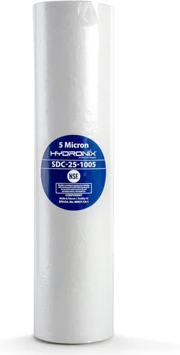 Hydronix SDC-25-1005 cartucho de filtro de agua de sedimento de ósmosis inversa del RO de toda la casa 2,5" x 10" - 5 micrones