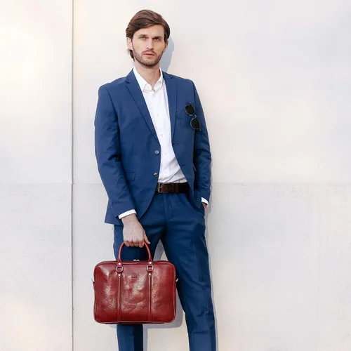 Miniatura 3 de Time Resistance Maletín de cuero - Bolso italiano de cuero de grano completo - Bolso de cuero genuino para portátil - Maletín para hombre y mujer