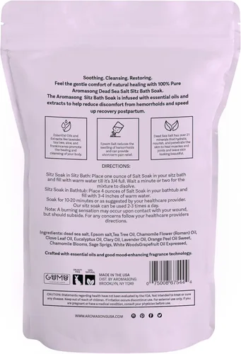 Miniatura 7 de Aromasong Sitz Bath - Remoja posparto - Fabricado en los Estados Unidos con sal del mar muerto y sales de Epsom - Ingredientes calmantes y calmantes