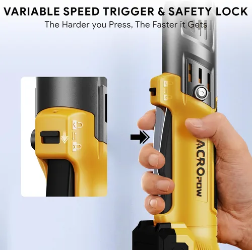 Miniatura 7 de ACROPOW Llave de trinquete inalámbrica de 3/8", compatible con batería DEWALT 20V MAX, motor eléctrico de trinquete sin escobillas de 74 pies-libras