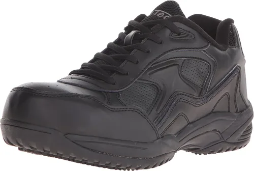 Ad Tec Zapatos de trabajo de cuero para hombre, uniformes deportivos, ligeros, con cordones, color negro, puntera de seguridad compuesta,