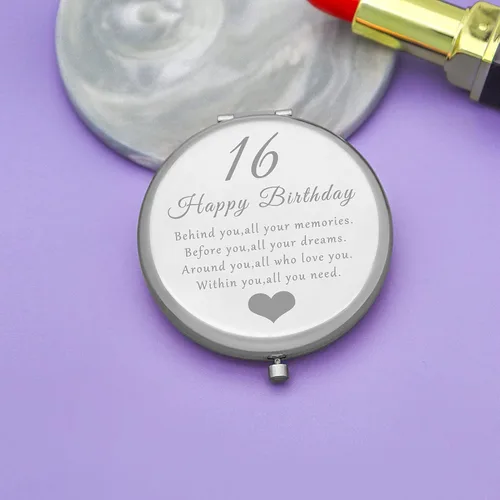 Miniatura 3 de 16th Birthday Gift Idea for 16 Year Old Girls, Happy 16th Birthday Gift for Daughter Granddaughter Niece Sister Friends, Double Sided Travel Compact