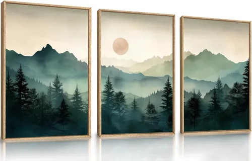 Miniatura 14 de LHIUEM Gran Arte de Pared de Lienzo Abstracto Marrón Gris Enmarcado, Decoración de Pared en Toques de Pincel Pastel, Pintura de Pared Moderna