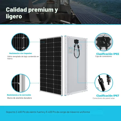 Miniatura 3 de Renogy - Kit de panel solar monocristalino para caravana de 200 vatios y 12 voltios con controlador de carga Adventurer 30A LCD PWM y soportes