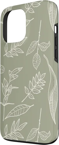 Miniatura 2 de Funda verde salvia para iPhone 13 Pro Max con diseño de hojas botánicas