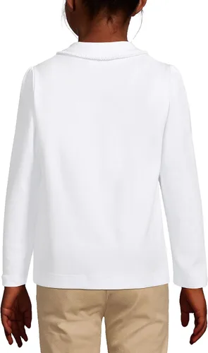 Miniatura 4 de Lands' End Camisa de punto con cuello Peter Pan de manga larga para niñas