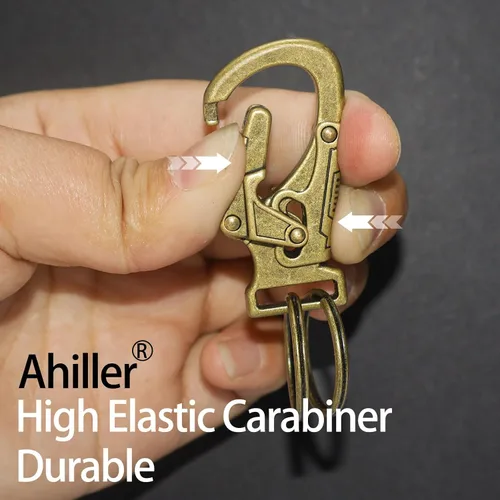 Miniatura 5 de Ahiller Clip de mosquetón, clip de aleación de 1.9 pulgadas para llavero de automóvil con 2 llaveros, ganchos para exteriores, pequeño llavero