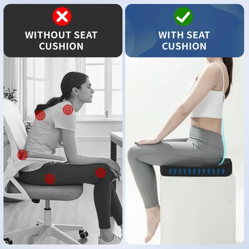 Miniatura 7 de QUTOOL Cojín ortopédico de asiento y almohada de apoyo lumbar para silla de oficina y coche, en espuma viscoelástica con funda lavable, cojín Cojín