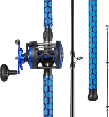 Miniatura 9 de Sougayilang Fiberglass Fishing Rod Combo with Conventional Reel, Durable P-Cork Rod Handle, Medium Heavy for Catfish Salmon and Steelhead