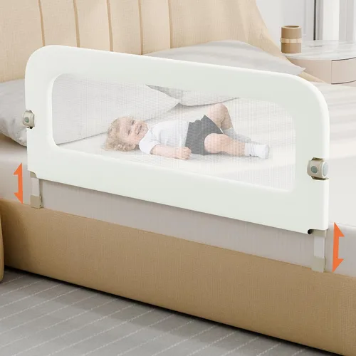Miniatura 15 de Barandilla de Protección para Cama de Niños Pequeños - Rieles de Seguridad para Cama de Bebé Plegables y de Altura Ajustable de 32 Pulgadas