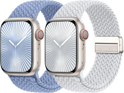 Miniatura 28 de Bandas elásticas trenzadas con cierre magnético compatibles con Apple Watch de 1.496 pulgadas, 1.575 pulgadas, 1.614 pulgadas, 1.654 pulgadas, 1.732