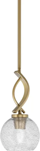 Miniatura 40 de Toltec Lighting Cavella Stem Colgado Mini colgante, acabado grafito, vidrio de muselina blanca de 4 pulgadas