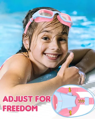 Miniatura 4 de Kids Swim Goggles, Swimming Goggles for Kids 6-14, Anti-Fog UV Protection Pool Glasses for Boys Girls Children Rosa azul+azul púrpura+azul marino
