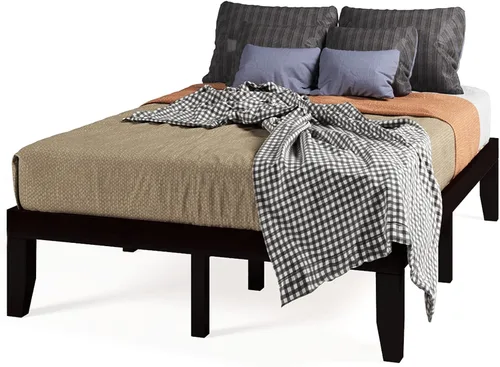 Miniatura 14 de KOTEK Base de cama de plataforma de madera maciza de 14 pulgadas, base de colchón con soporte de listones de madera, base de cama de madera de goma