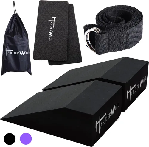 Miniatura 10 de Yoga Foam Wedge Blocks (Pair), Calf Raise Block, Calf Stretcher, Yoga Wrist Support, Balance, Pushup, Fitness, Pilates, Heel Stretcher, Squat Wedge