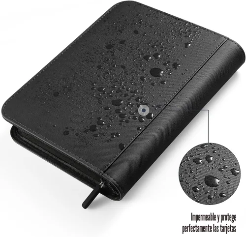 Miniatura 4 de Carpeta de Tarjetas de 4 Bolsillos con Cremallera, Libro Portatarjetas de 288 Bolsillos, Carpeta con Cremallera de Cubierta de PU Premium, Carpeta