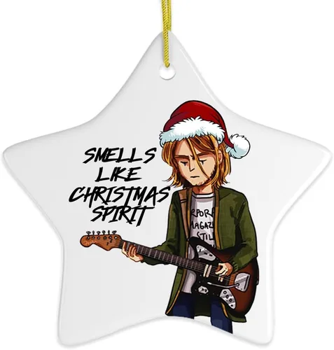 Adornos navideños de moda con temática de cultura pop, películas y música - Huele a espíritu navideño Rock and Roll Adorno (Estrella)