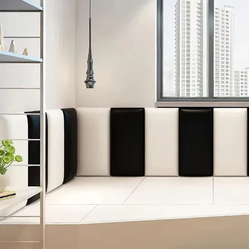 Miniatura 3 de Acolchado de Pared 3D Anticolisión para Niños, Paneles de Pared Tapizados Despegar y Pegar, Cabecero Queen, Pegatinas de Pared de Protección Gris