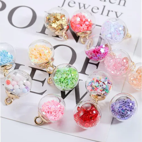 Miniatura 3 de 10 unids/lote de 0.630 in transparente bola de cristal encantos estrella lentejuelas colgantes para DIY pendientes collar joyería fabricación