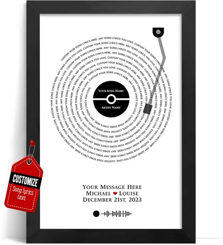 Miniatura 8 de VICILO Póster personalizado con letras de canciones, lienzo para decoración de pared, acordes de canción perfecta, regalo de aniversario de un año