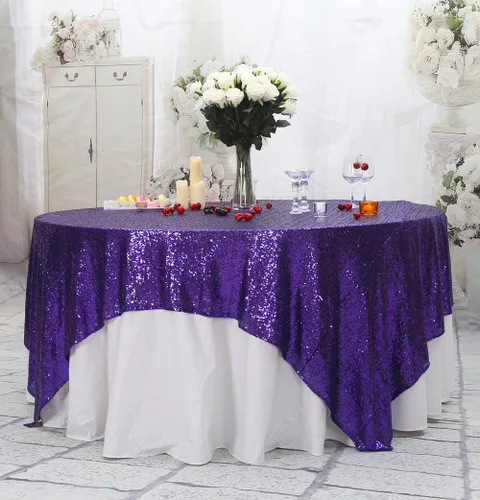Miniatura 109 de PartyDelight Mantel de lentejuelas redondo de 50 pulgadas, color dorado claro, adorno de mesa para decoración de bodas, fiestas, cumpleaños