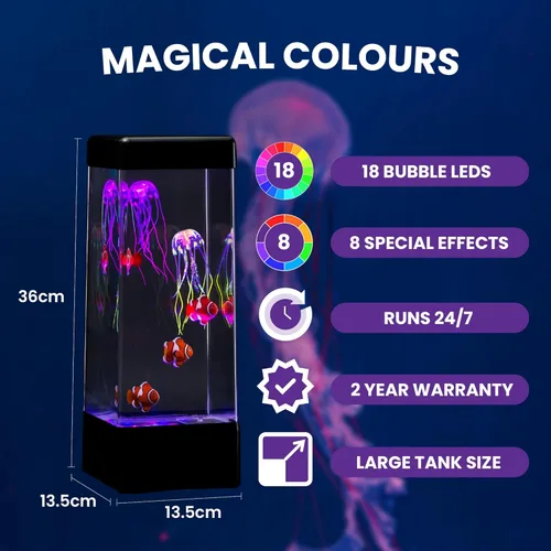 Miniatura 9 de JINX LUMINOUS JELLYFISH Lámpara grande de alta calidad – Luz LED de 14 pulgadas para acuario con medusas flotantes realistas – Alternativa