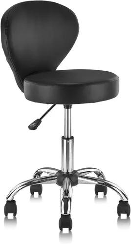 KLASIKA Silla giratoria de cuero con soporte para la espalda, asiento hidráulico ajustable, altura de 22 pulgadas, para oficina, masaje, facial,