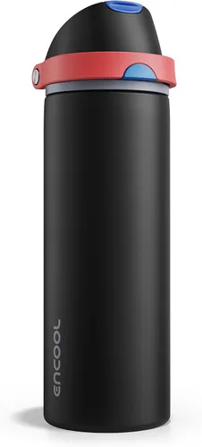 Miniatura 32 de ENCOOL Botella de agua aislada con popote, botella de agua de acero inoxidable con tapa de botón, a prueba de fugas y sin BPA, mantiene el frío Atún