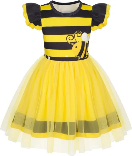 Miniatura 21 de WonderBabe Vestido de tul para niñas pequeñas, traje de unicornio, manga con volantes, ropa de cumpleaños, vacaciones, falda tutú casual de sirena