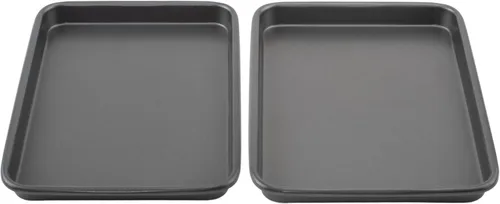 GoodCook Everyday Juego de 2 mini bandejas de acero antiadherente de 9 x 6.2 pulgadas, para horno tostador, color gris