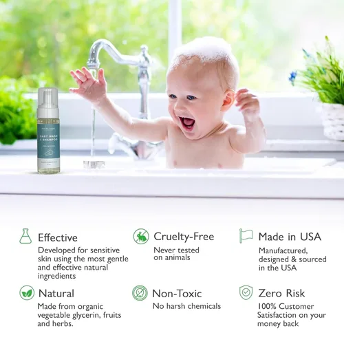 Miniatura 5 de SoCal Suds & Company Champú y gel de baño orgánico 2 en 1 para bebés y gel de baño, jabón de Castilla, jabón corporal suave y champú para pieles