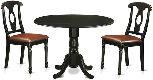 Miniatura 11 de East West Furniture DLKE3-BCH-LC - Juego de mesa de comedor moderno de 3 piezas que contiene una mesa redonda de madera con gotas y 2 sillas