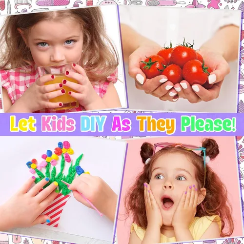 Miniatura 6 de Juego de Esmalte de Uñas para Niñas, Kit de Arte de Uñas con Secador de Uñas y Estuche de Almacenamiento, Esmalte de Uñas No Tóxico de Secado Rápido