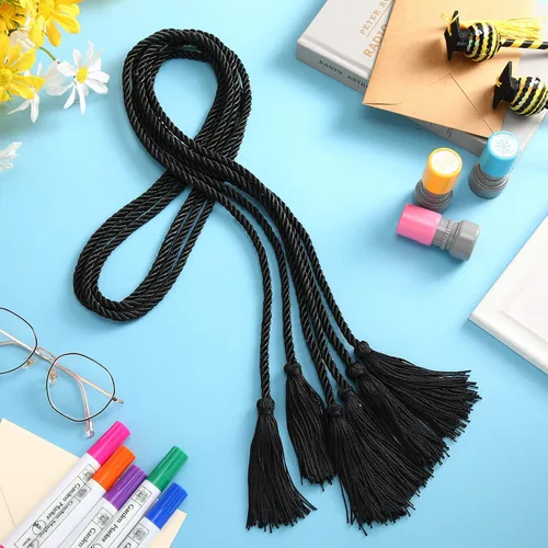 Miniatura 3 de Geosar 48 cordones de graduación, cordones de honor con borla para soltero, maestro, doctor y ceremonias de graduación (negro)