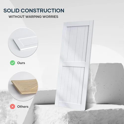 Miniatura 6 de Puerta de granero EaseLife de 36 x 84 pulgadas en blanco con kit de herrajes para puerta corredera de 6.6 pies incluido y manija, madera maciza