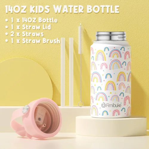Miniatura 5 de Fimibuke Lonchera Bento para Niños con 4 Compartimentos, Bolsa de Almuerzo Aislada, Botella de Agua Aislada de Acero Inoxidable, Paquete de Hielo
