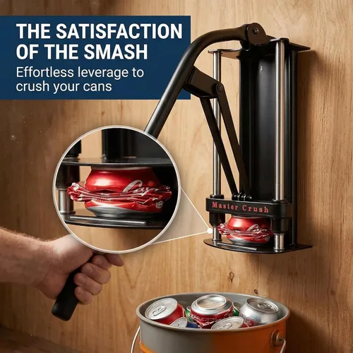 Miniatura 4 de Trituradora de latas de aluminio con montaje en pared resistente – Trituradora de latas de estaño y botellas de plástico para reciclaje