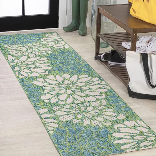 Miniatura 13 de JONATHAN Y Alfombra Corredor de Tejido Texturizado Floral para Interiores y Exteriores 2X8 Marrón/Crema, Zinnia Moderna para Patio Trasero, Patio