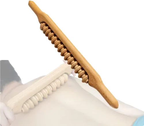 Miniatura 12 de Herramientas de masaje de madera Gua Sha, herramienta de paleta de drenaje linfático de 10 cuentas, herramienta de masaje de mano para esculpir