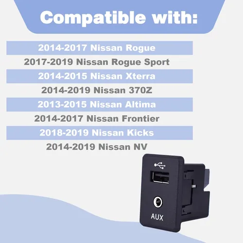 Miniatura 2 de CULMKARI Conector USB de audio auxiliar Jack de salida de video para Nissan Altima Rogue Frontier Kicks 2013-2019 Reemplazar 280234BA0B 795405004