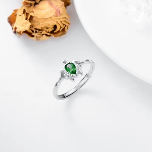 Miniatura 11 de Anillo ajustable de tortuga marina de plata de ley 925 con nudo celta tortuga Rin verano océano playa tortuga joyería para mujer
