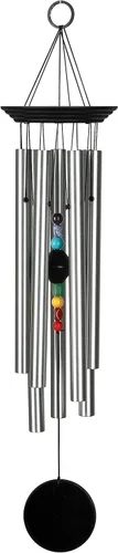 Woodstock Chimes Colección Signature, campanilla de chakra Woodstock, grande (24 pulgadas), color negro, campanillas de viento Eastern Energies para