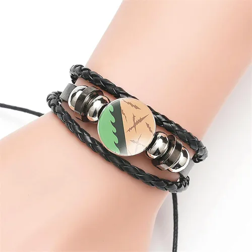 Miniatura 2 de MHTYYDS Demon Slayer - Pulsera de cuero con piedras preciosas para Shinazugawa Sanemi, diseño de kimetsu no Yaiba para niño y niña, decoración