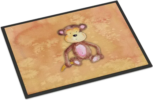 Caroline's Treasures BB7380JMAT - Tapete de acuarela de mono de 24 x 36 pulgadas, para interiores y exteriores, para entrada, antideslizante,