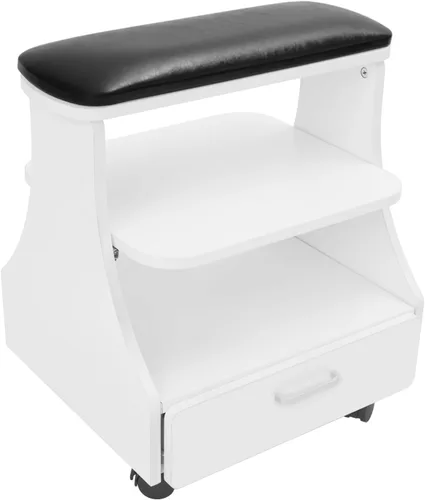 Miniatura 10 de Carrito de pedicura con 4 ruedas con frenos, carrito portátil de spa con cajón práctico, soporte de baño de pies de pedicura, reposapiés de pedicura